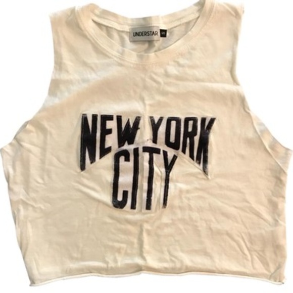 Understar Tops - Understar White New York City Cut-off Tee Tank Top